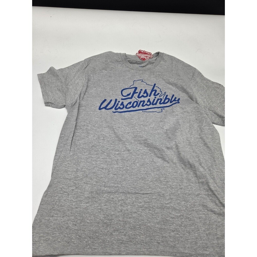 Fish Wisconsibly Humourous Wisconsin Fishing Gray T Shirt Size XL - Picture 2 of 13